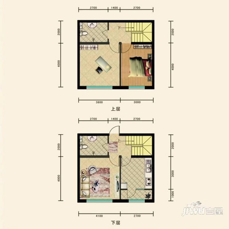 宜和园2室1厅2卫96.9㎡户型图