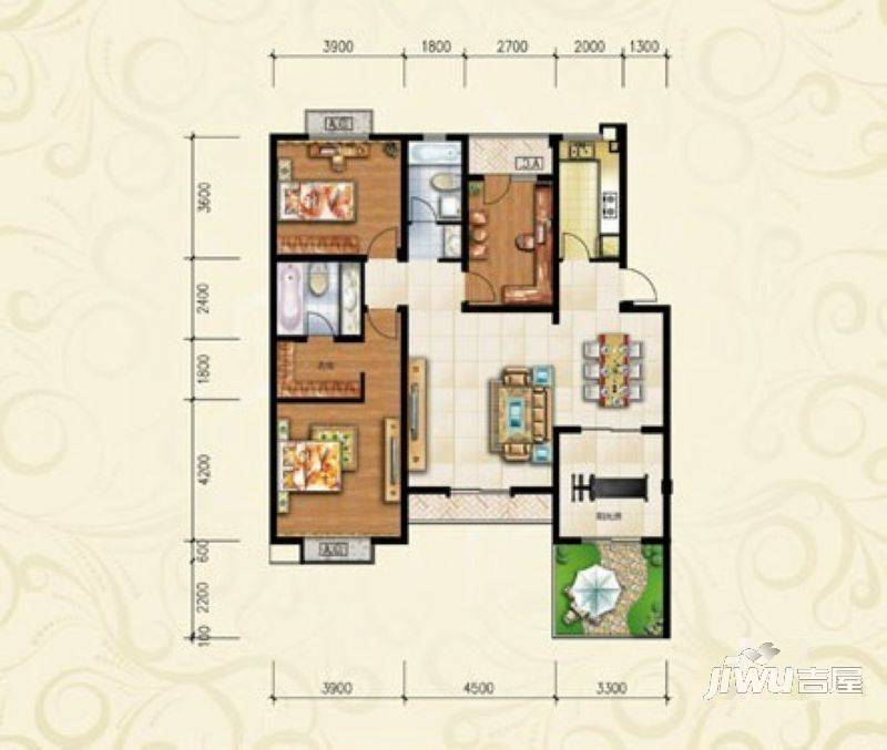 天瑞凤鸣花园4室2厅2卫139㎡户型图