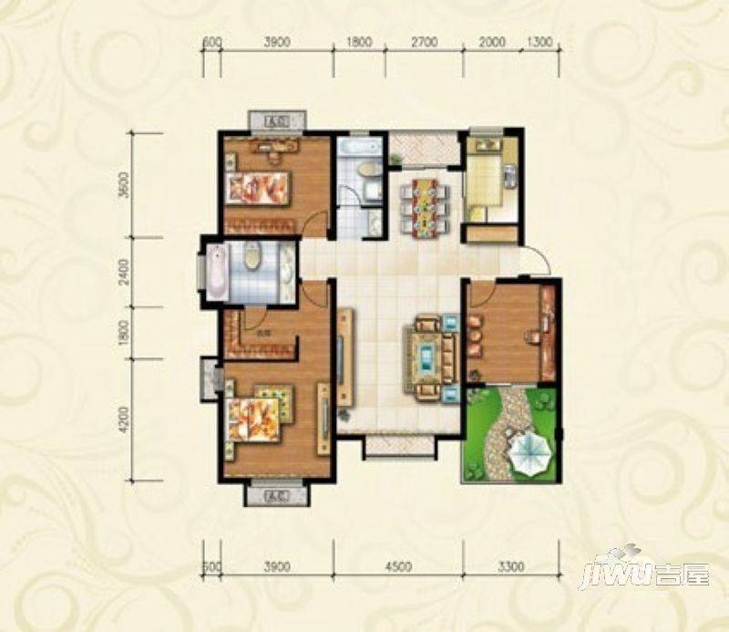 天瑞凤鸣花园4室2厅2卫131㎡户型图