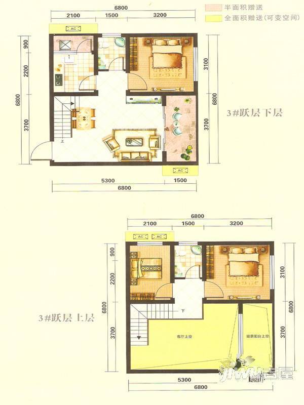 通江金澜半岛3室2厅2卫126.9㎡户型图