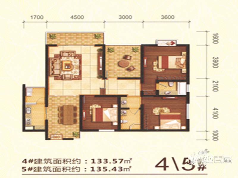 山海龙岛3室2厅2卫112.2㎡户型图