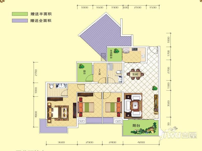 滨河世纪城4室2厅2卫128㎡户型图