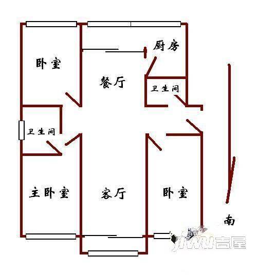 憩园小区3室2厅2卫户型图