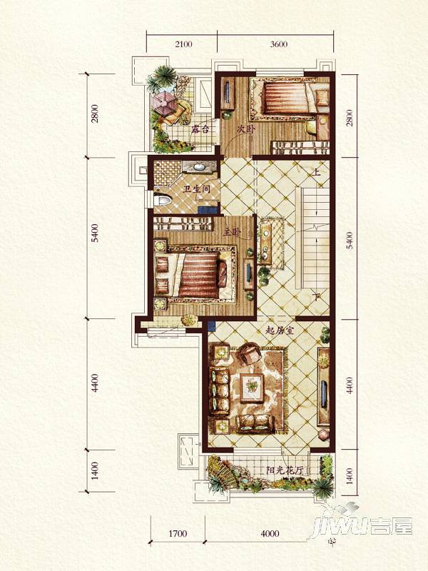 世茂萨拉曼卡3室1厅1卫90㎡户型图