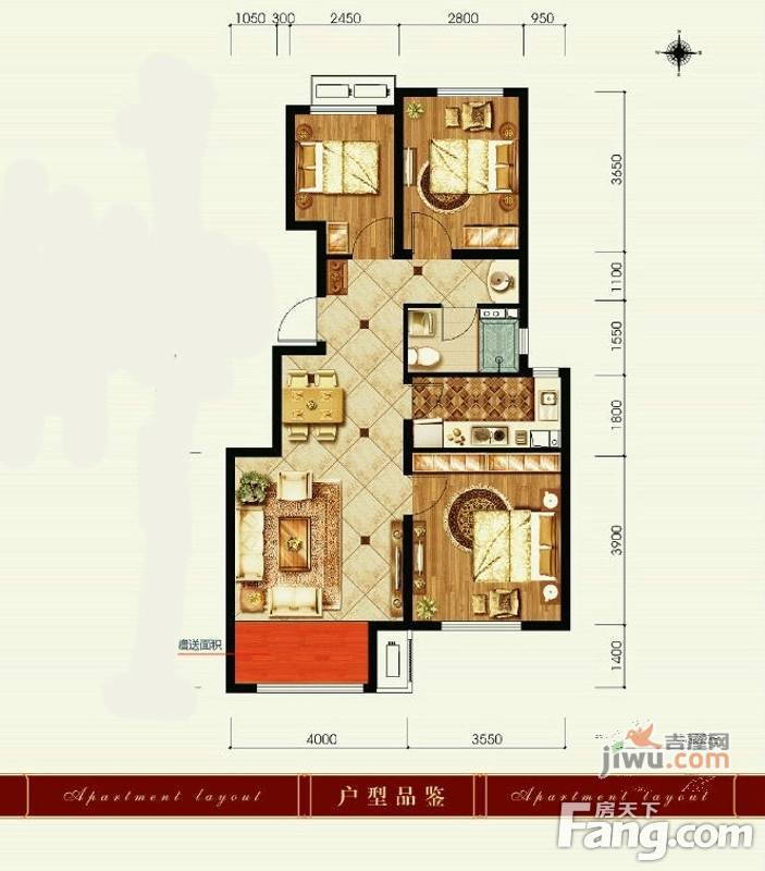 潮白家园2室2厅1卫89.5㎡户型图