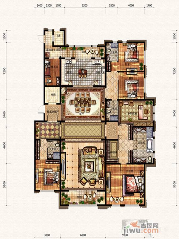 廊坊孔雀城大公馆5室3厅4卫273㎡户型图