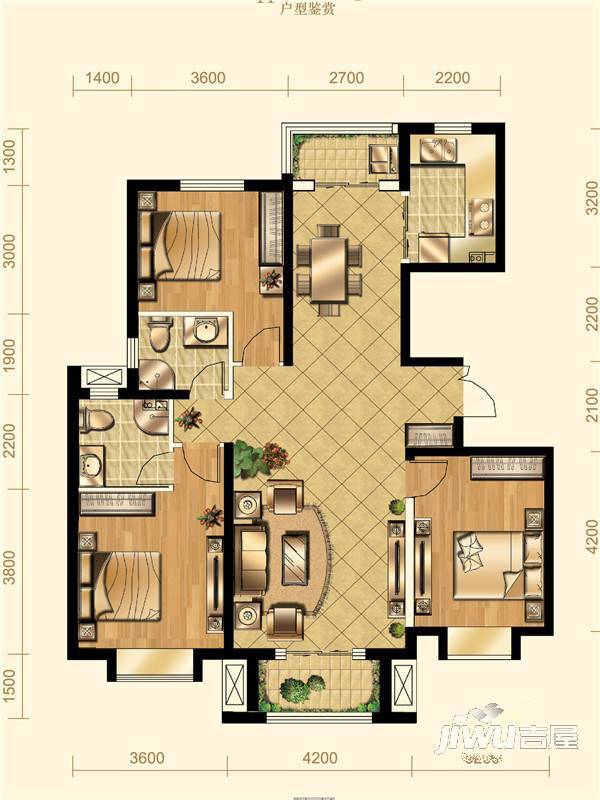 盛泽伯爵山3室2厅2卫126.3㎡户型图