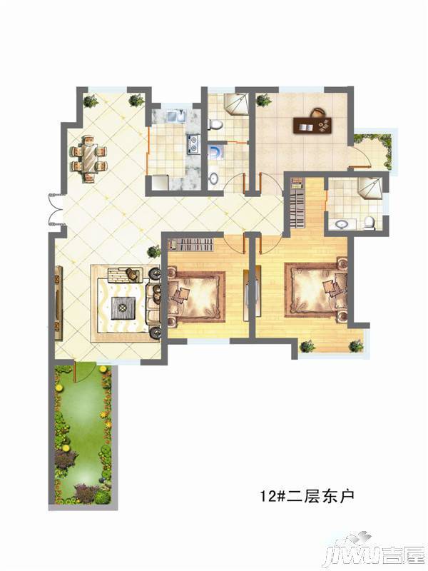 鲁班御景龙山3室2厅2卫127㎡户型图