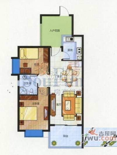 花样年华2室2厅1卫87㎡户型图