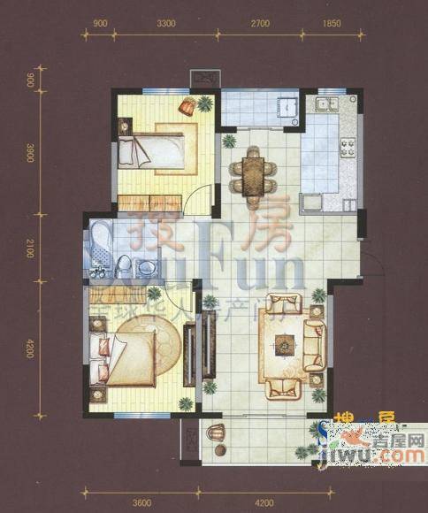 新港首府2室2厅1卫110㎡户型图