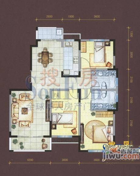 新港首府3室2厅2卫136㎡户型图