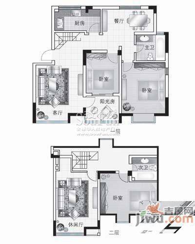 西郡188花园3室2厅2卫164.3㎡户型图