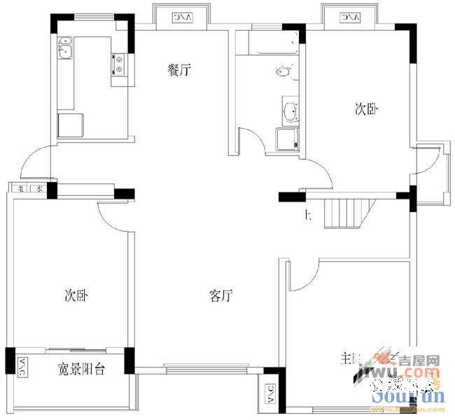 西郡188花园3室2厅2卫164.3㎡户型图