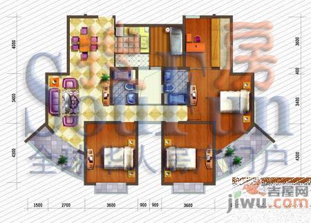 奥都花城5室2厅2卫164㎡户型图