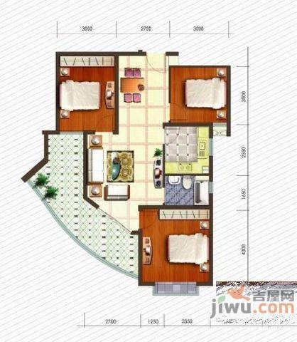 奥都花城3室2厅2卫93.9㎡户型图