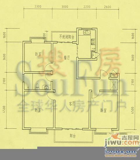 和美第3室2厅1卫124㎡户型图