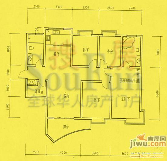 和美第3室2厅1卫124㎡户型图