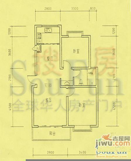 和美第3室2厅1卫124㎡户型图