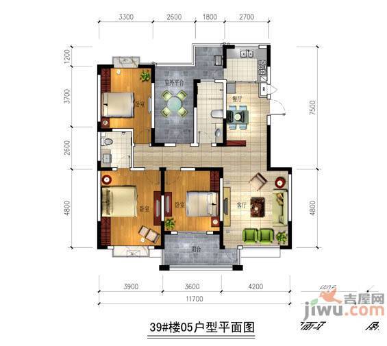 和美第3室2厅1卫124㎡户型图