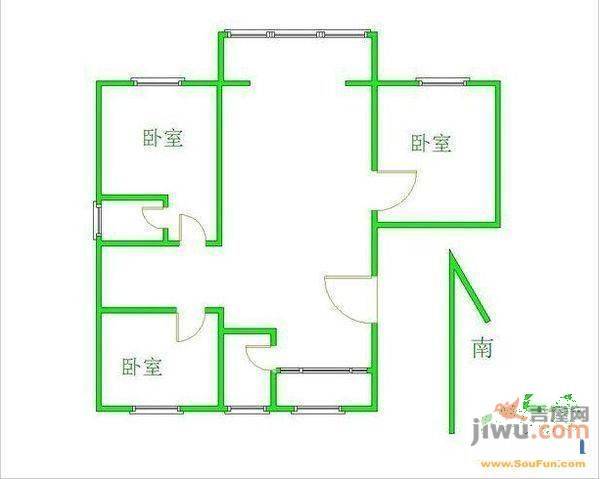 月亮园3室2厅1卫户型图