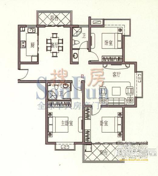 阳光上品2室2厅1卫户型图