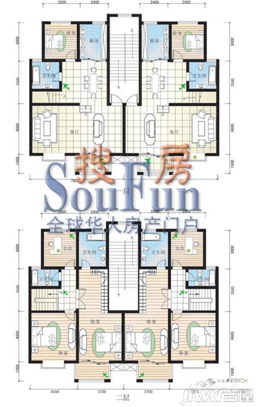 桃园艺墅4室2厅3卫174㎡户型图