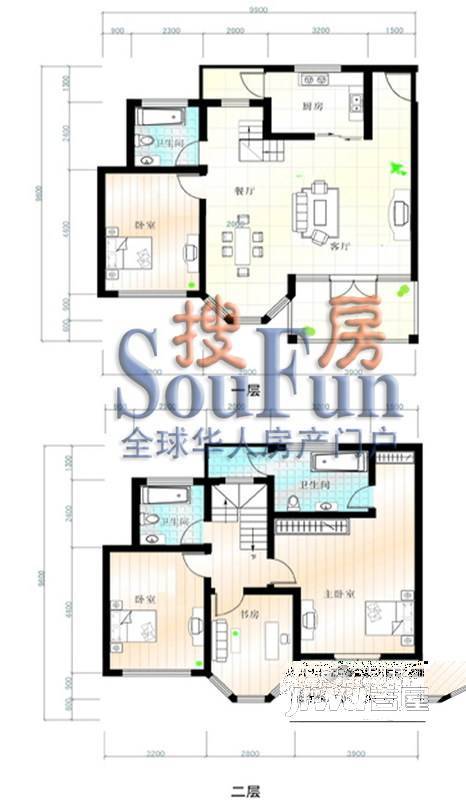 桃园艺墅4室2厅3卫174㎡户型图