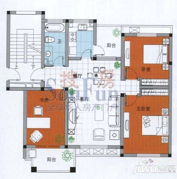 莱茵达都市枫林2室1厅1卫户型图