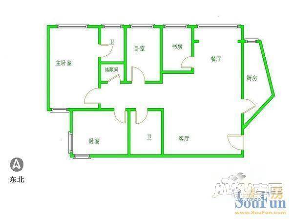 莱福花园3室2厅1卫115㎡户型图