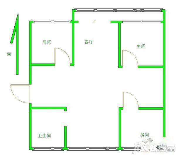 莱福花园3室2厅1卫115㎡户型图