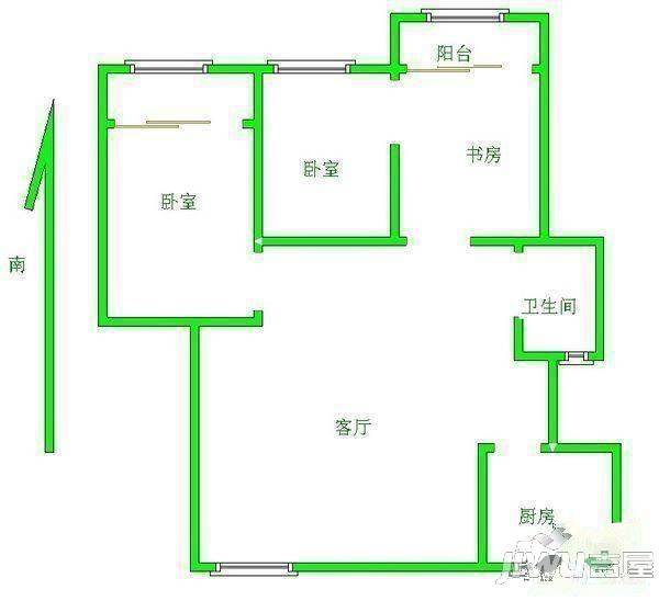 莱福花园3室2厅1卫115㎡户型图