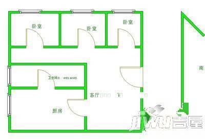 兰苑小区2室1厅1卫75㎡户型图