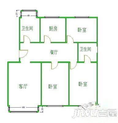 兰苑小区2室1厅1卫75㎡户型图