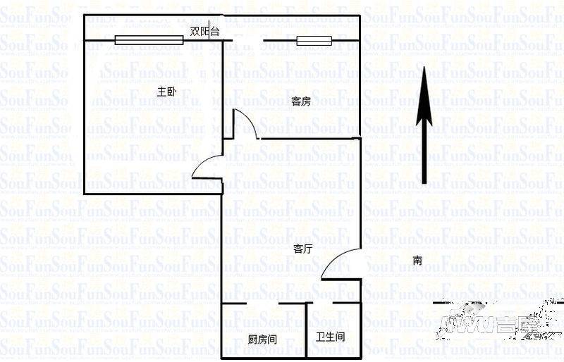 兰苑小区2室1厅1卫75㎡户型图