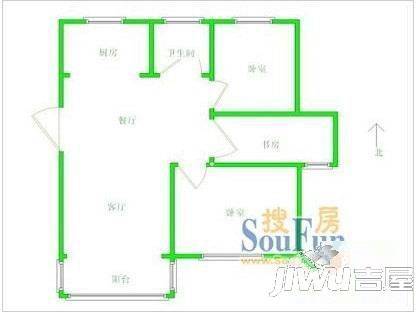 兰苑小区2室1厅1卫75㎡户型图