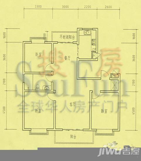 兰苑小区2室1厅1卫75㎡户型图