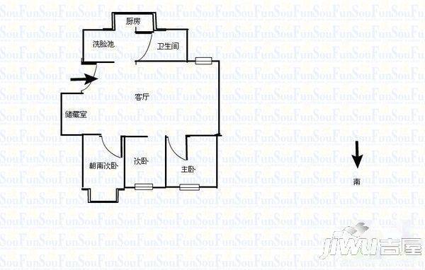 兰苑小区2室1厅1卫75㎡户型图