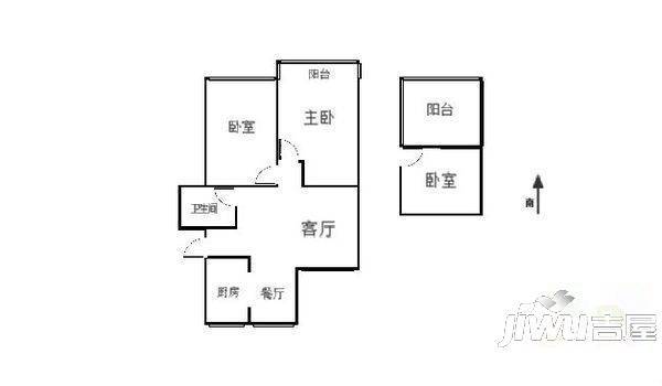 兰苑小区2室1厅1卫75㎡户型图