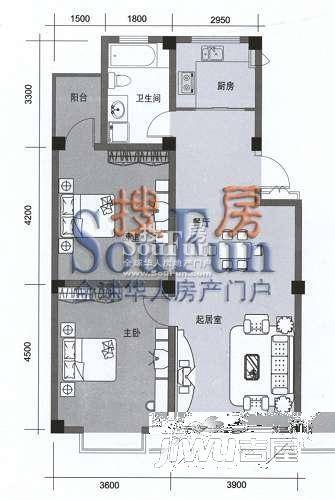 兰苑小区2室1厅1卫75㎡户型图