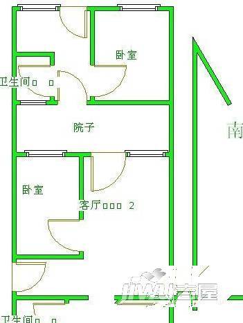 兰苑小区2室1厅1卫75㎡户型图