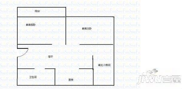 连运小区2室1厅1卫75㎡户型图