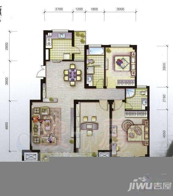 翡翠城3室2厅1卫户型图