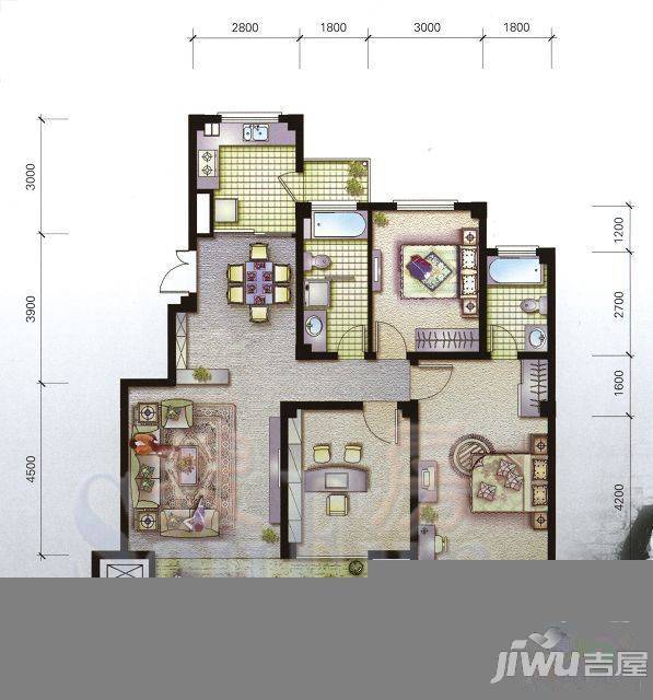 翡翠城3室2厅1卫户型图