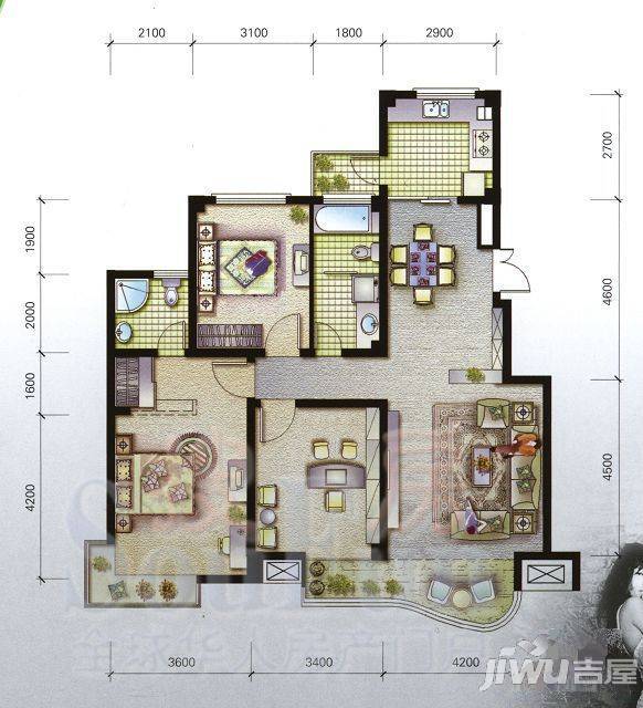 翡翠城3室2厅1卫户型图