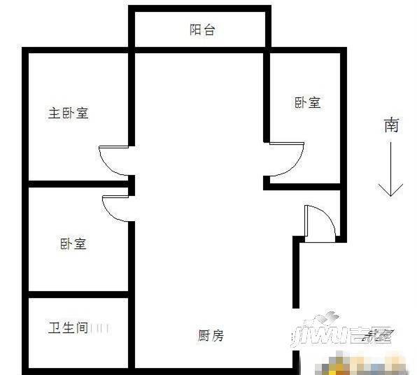 江苏油田石油山庄3室2厅1卫115㎡户型图