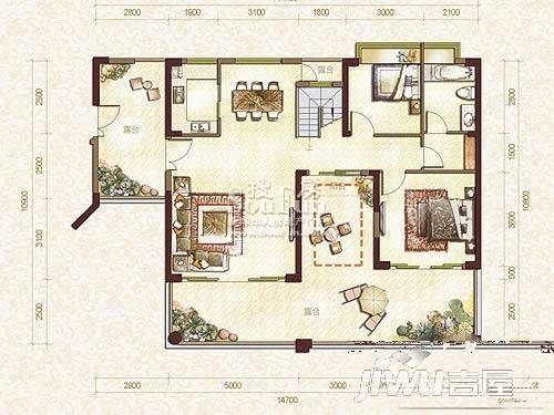 江苏油田石油山庄3室2厅1卫115㎡户型图