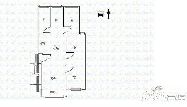 江苏油田石油山庄3室2厅1卫115㎡户型图
