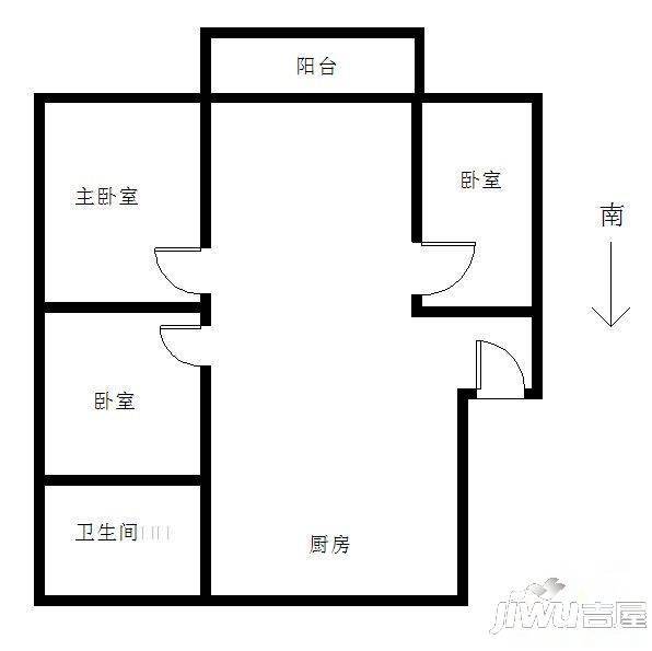 江苏油田石油山庄3室2厅1卫115㎡户型图