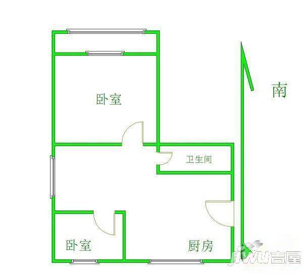 顾庄新村2室2厅1卫77㎡户型图