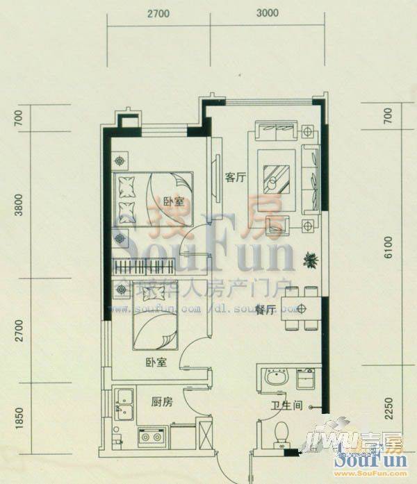 西湖景园2室1厅0卫户型图